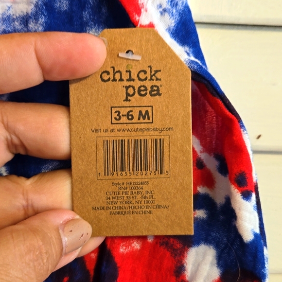 Chick Pea Patriotic Baby Romper with Matching Headband - Picture 6 of 6